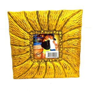 Terragrafics goldtone photo picture frame square chunky textured 3" square